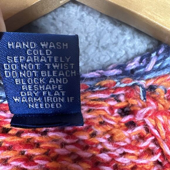 American Girl Girls L Cardigan Sweater Rainbow Stripe Wool Blend Fringe Hooded - Picture 11 of 12